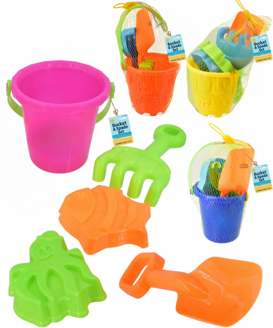 11cm Sand Castle Bucket Set With Shovel Spade Moulds - 5pc - My Store