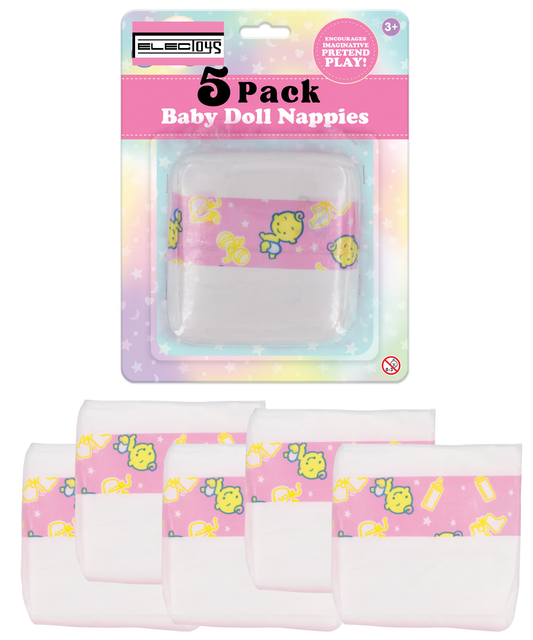 Baby Doll Nappies Soft White Pink Cartoon Print