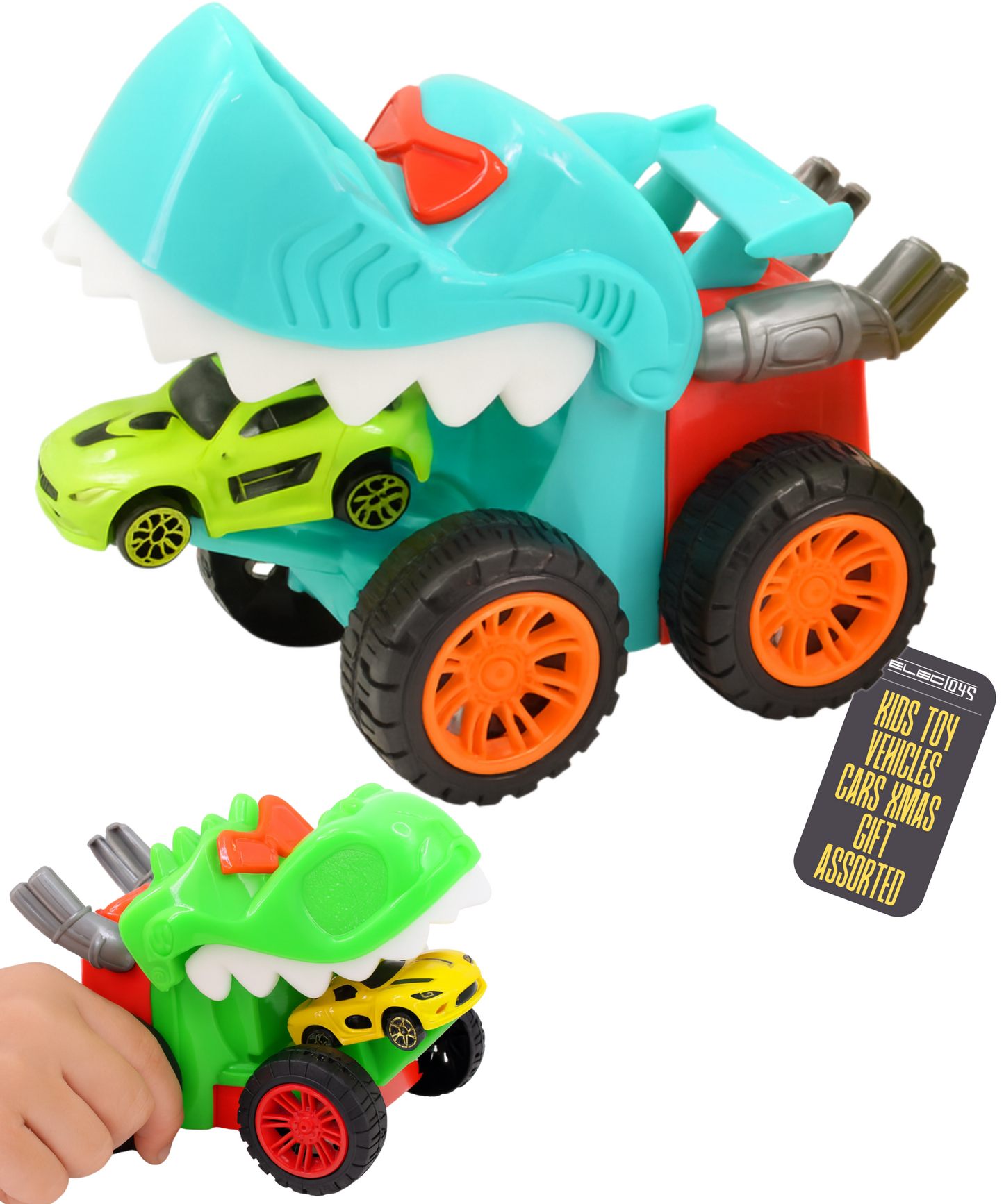 Monster Truck Chomping Toy Car Colourful Rubber Tyres – dimensions