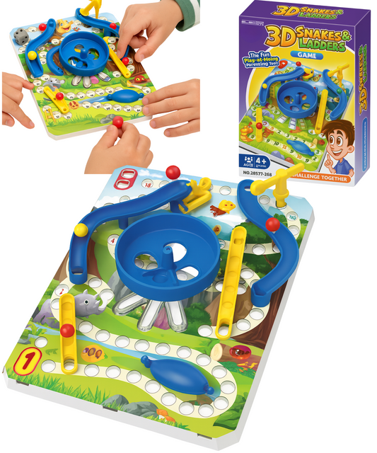 3D Snakes & Ladders Board Game Colourful Classic Kids