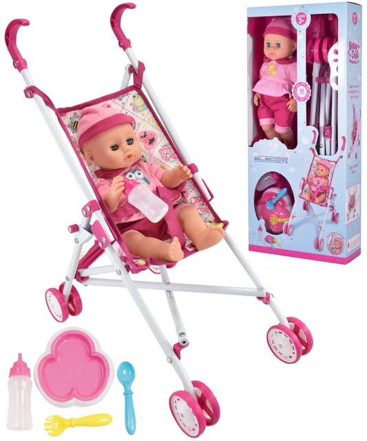Baby Doll Stroller Set with 36cm Doll and Pushchair