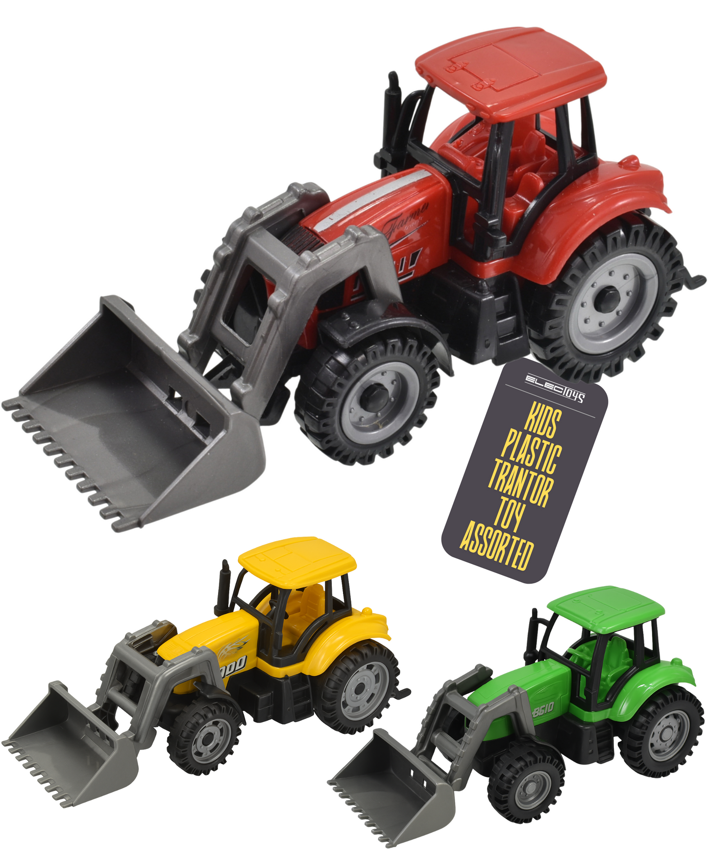 Toy Farm Tractor with Front Loader Small Red Vehicle