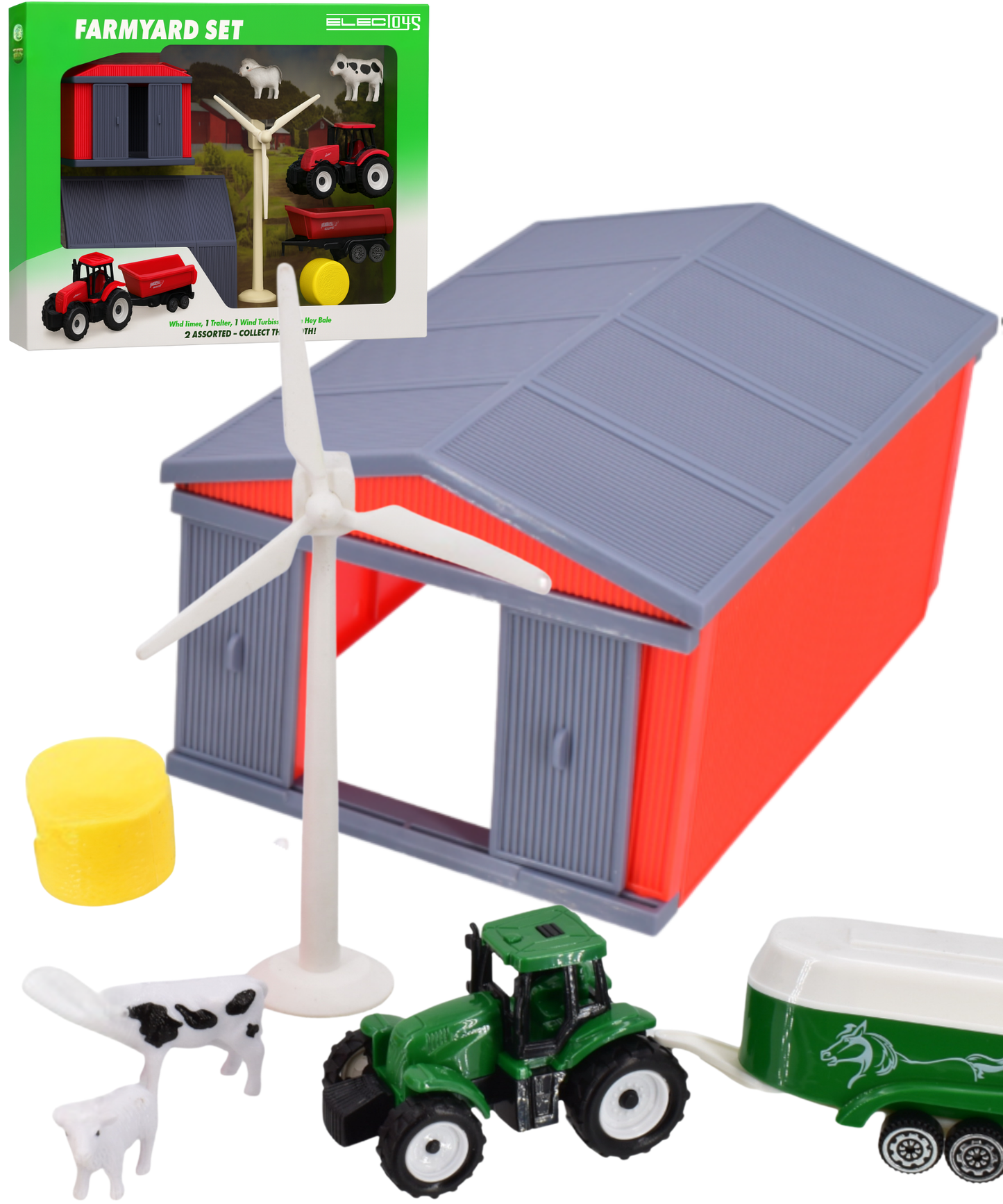 Toy Farm Playset Small Model Barn Tractor Animals