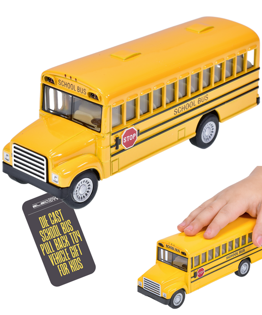 Die-Cast School Bus Toy Vehicle with Opening Doors