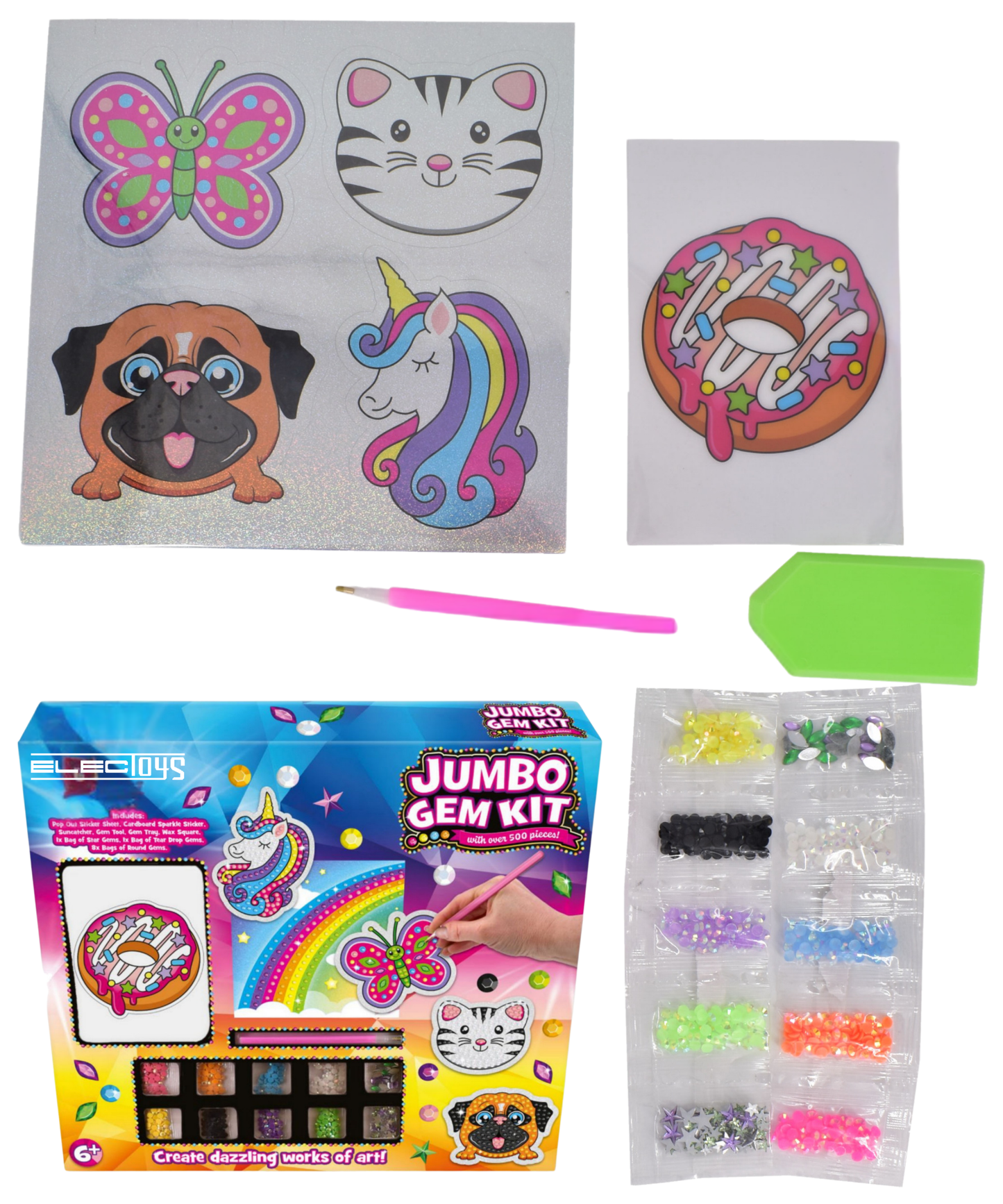 Jumbo Gem Kit Children’s Craft Art Set Colourful Gems