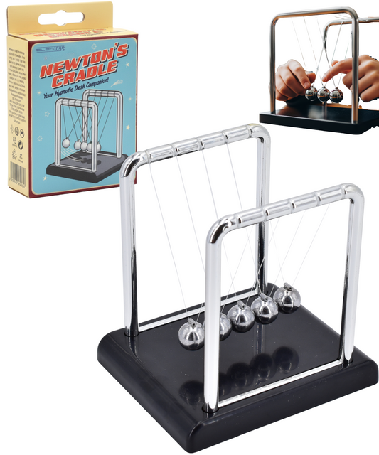Newton's Cradle Silver Metal Frame Black Base Desktop Toy