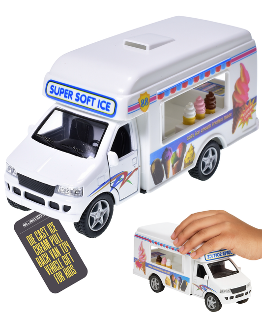 Die-Cast Ice Cream Truck Toy Pull-Back Vehicle Miniature
