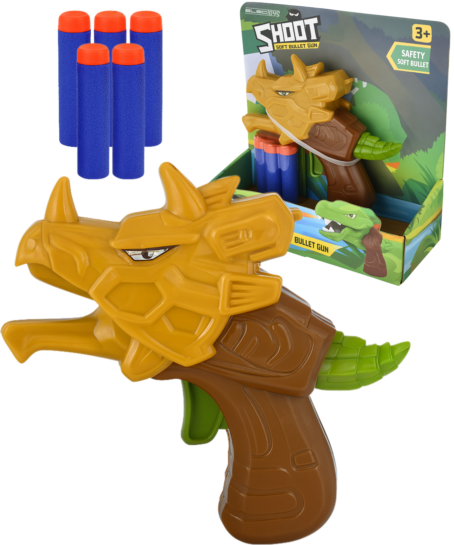 Dinosaur Soft Bullet Toy Gun for Kids with Foam Darts – dimensions