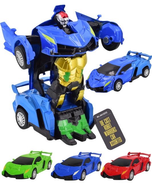 Transforming Robot Car Toy Blue Die-Cast Metal Action Figure