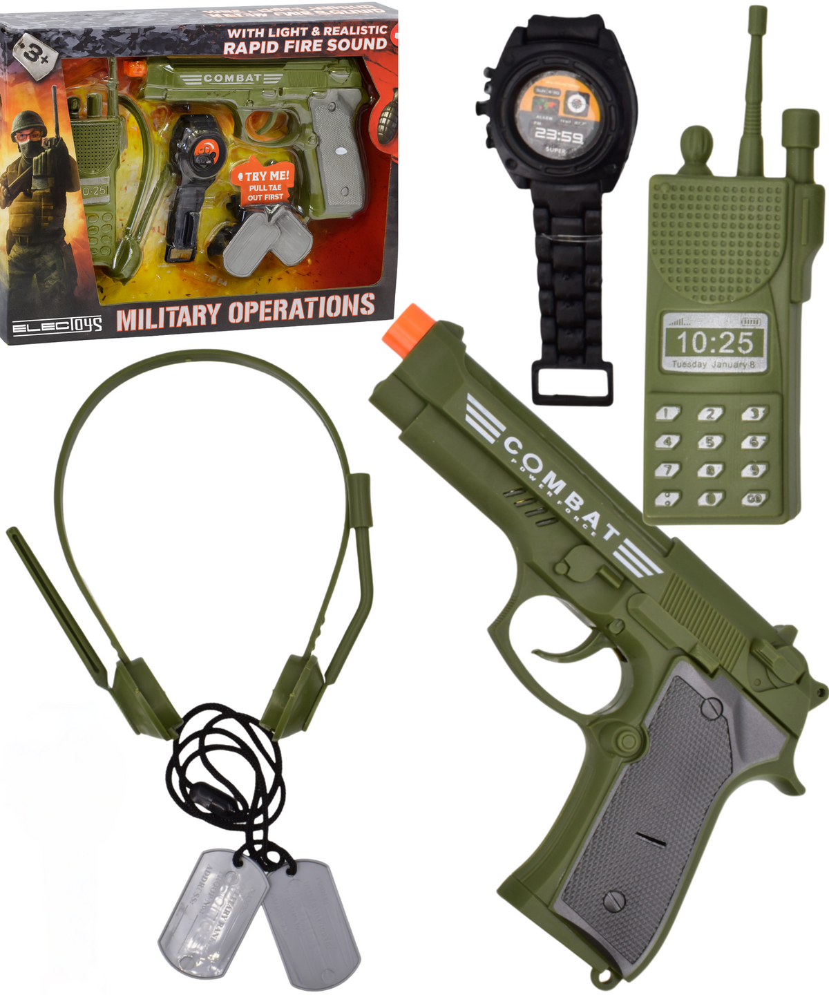 Military Role Play Toy Set with Toy Pistol for Children