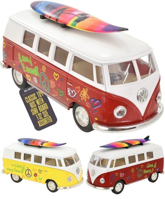 Die-Cast Camper Van Toy 1962 Retro Red White 1:32
