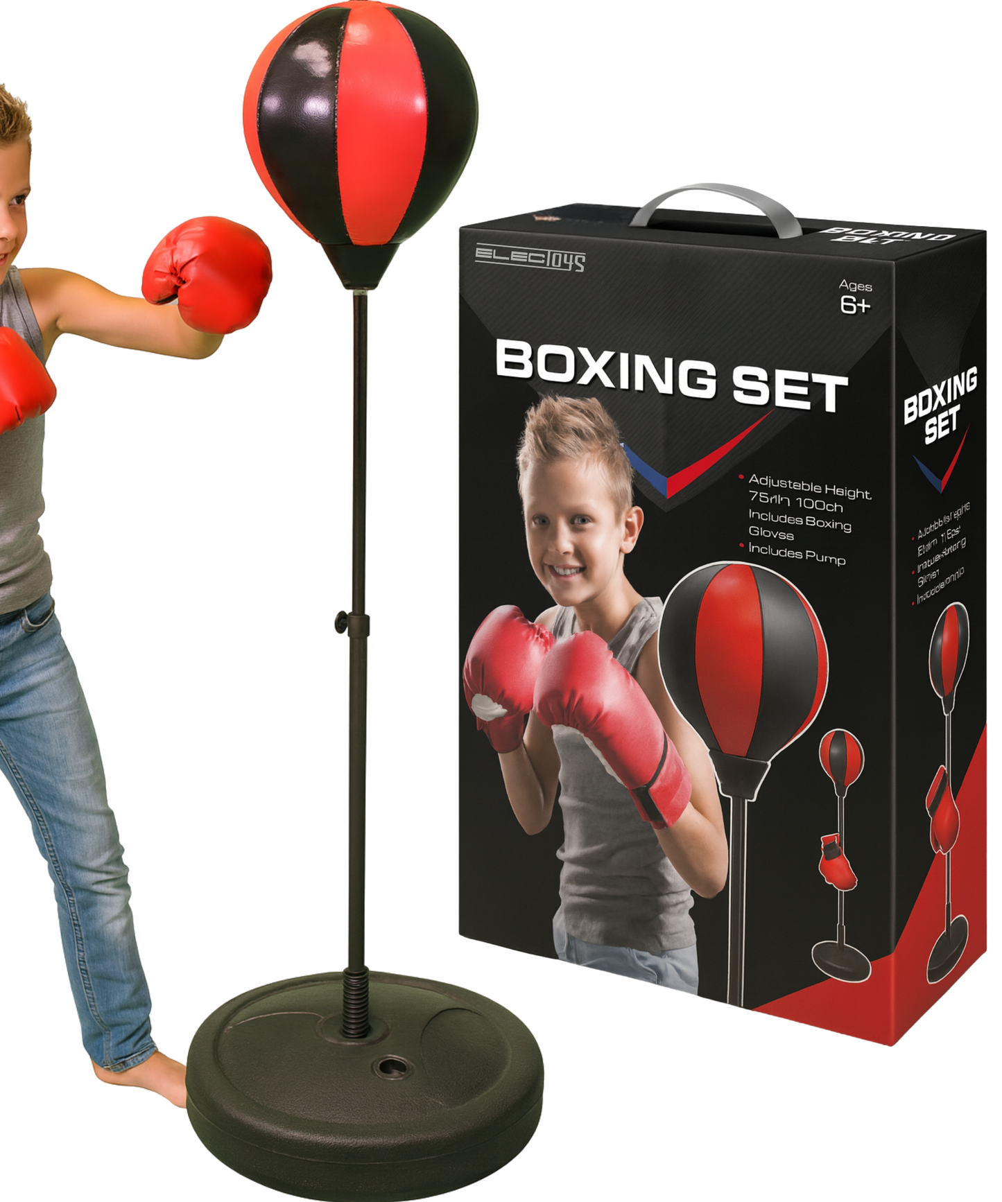 Children’s Boxing Set Adjustable Height Stand Gloves