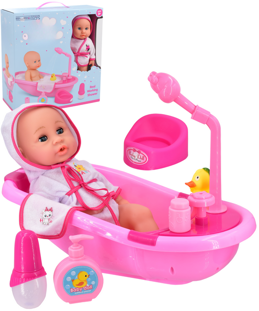 Baby Doll Bathtime Play Set with Real Working Shower