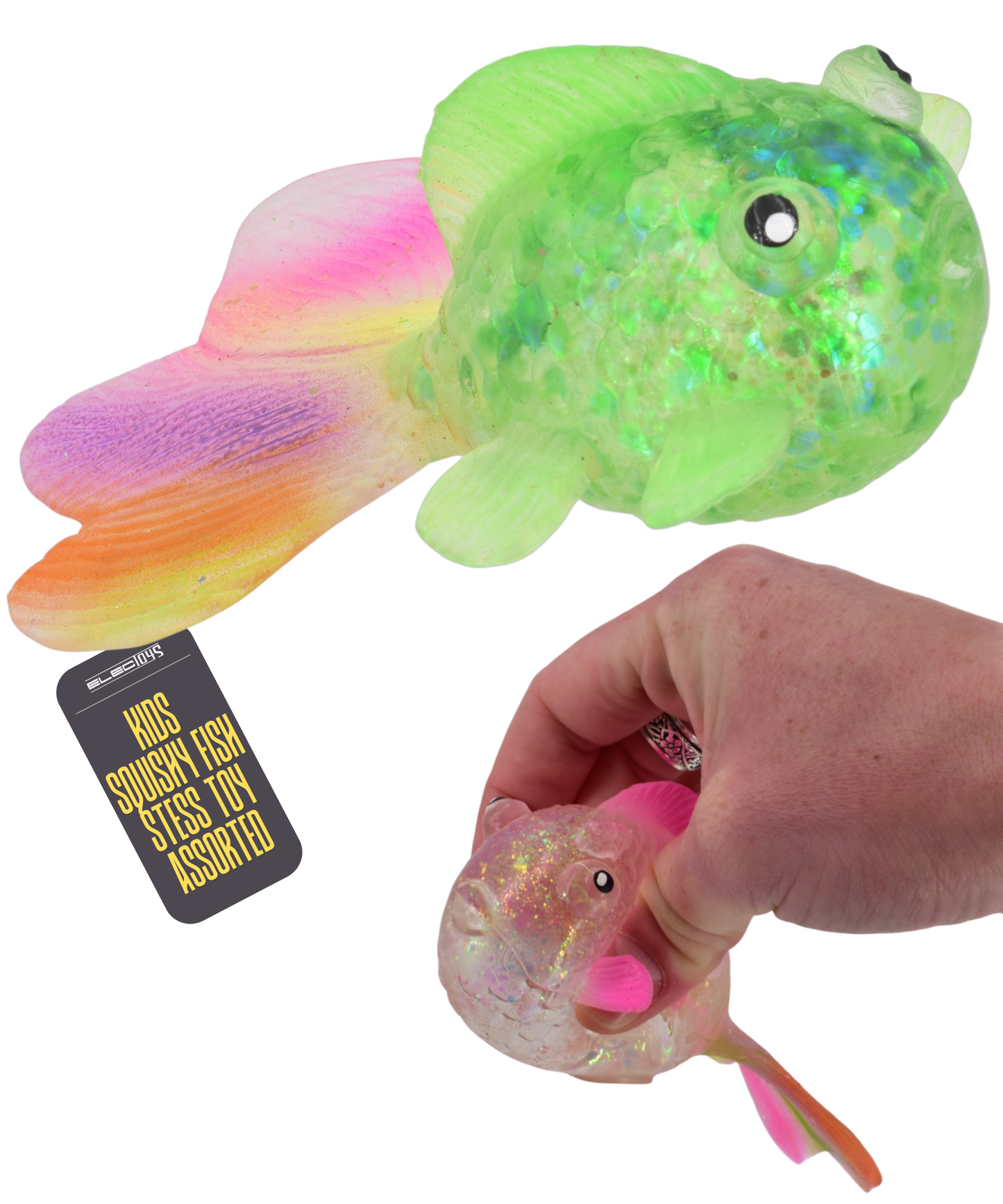 Squishy Sensory Goldfish Toy Glittery Stretchy Fidget