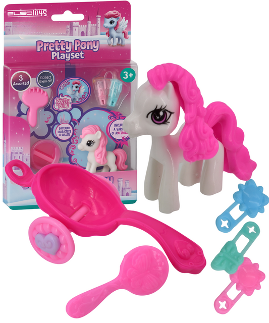 Toy Pony Playset Small Pink Pony with Carriage