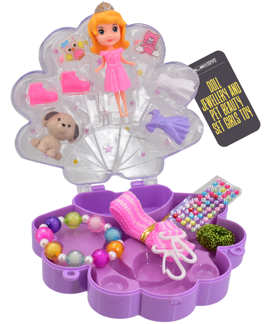 Seashell Carry Case Toy Playset With Mini Doll Accessories