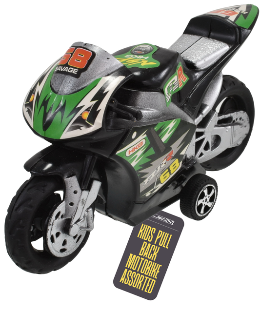 Toy Motorbike Pull Back Action Model Vehicle Assorted Colours