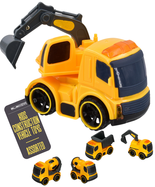 Friction Powered Small Construction Digger Toy Yellow