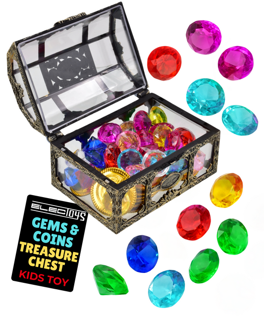 Gems & Coins Treasure Chest with Jewels and Coins