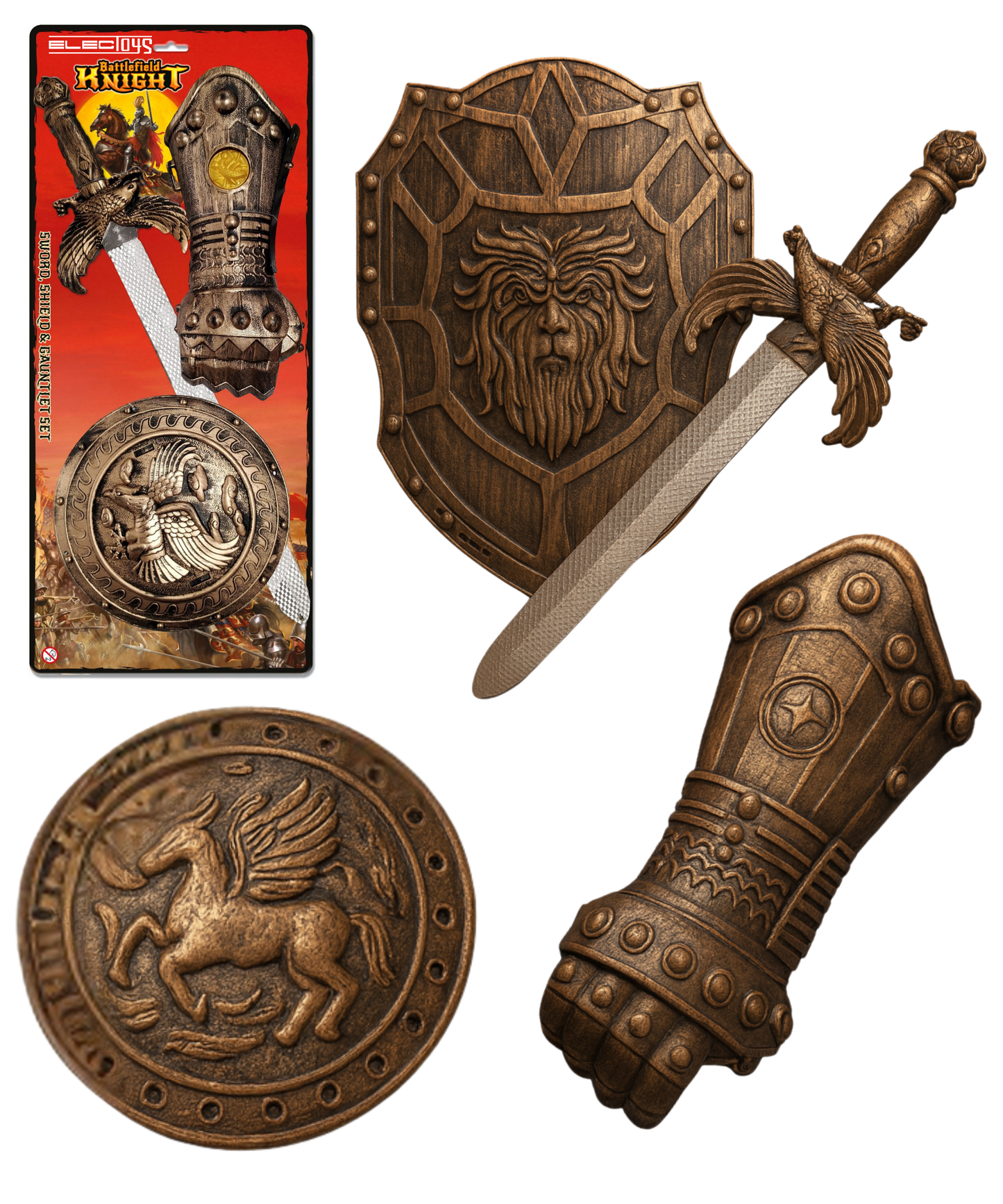 Children’s Medieval Knight Play Set Sword Shield Gauntlet