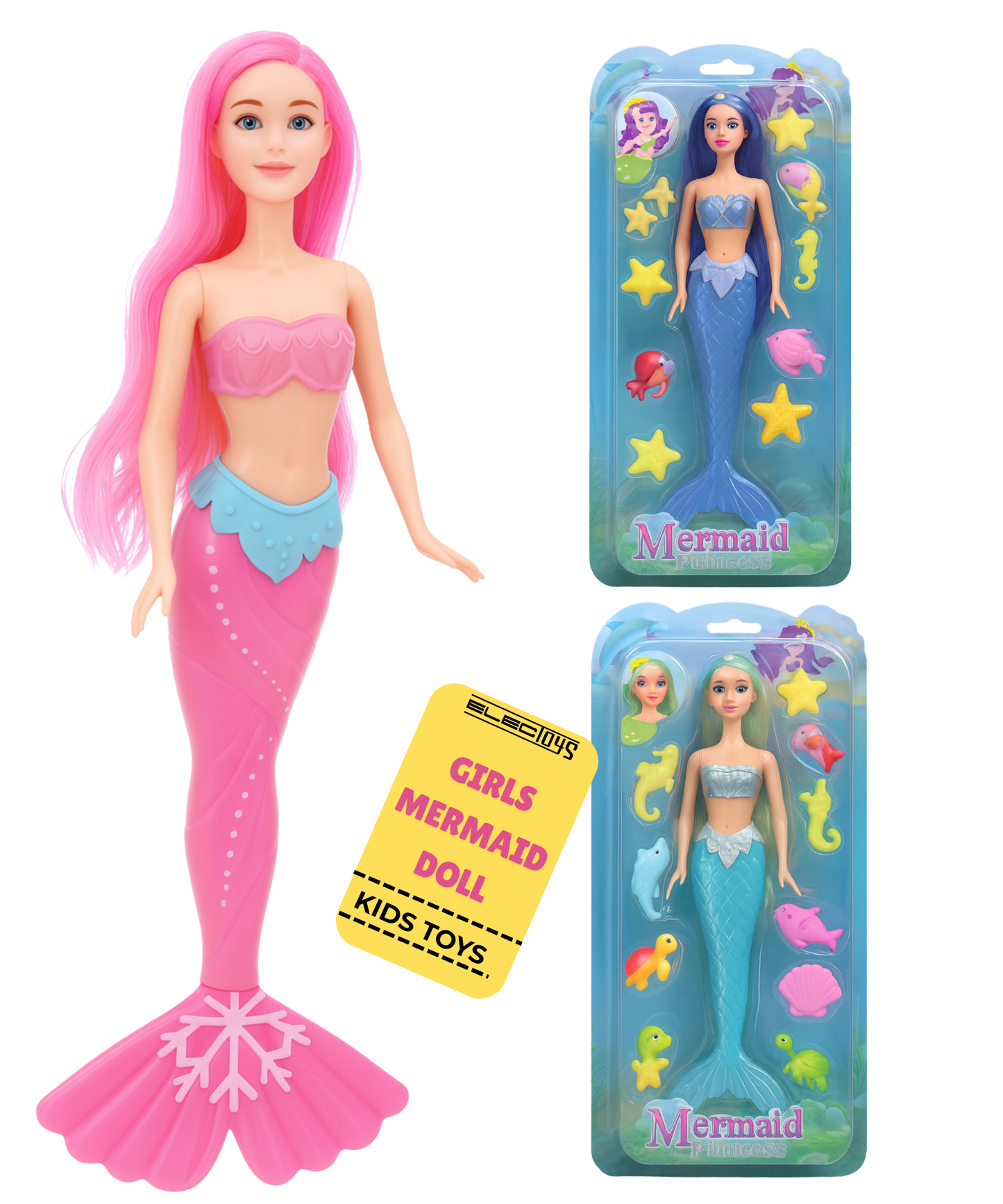 Mermaid Doll Pastel Hair Toy with Sea Accessories