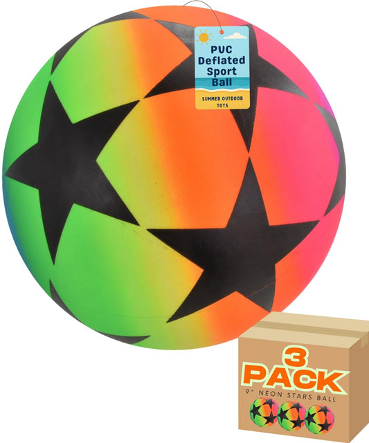 9" Large Stars Design Coloured Football Ball for Kids - Inflatable - My Store