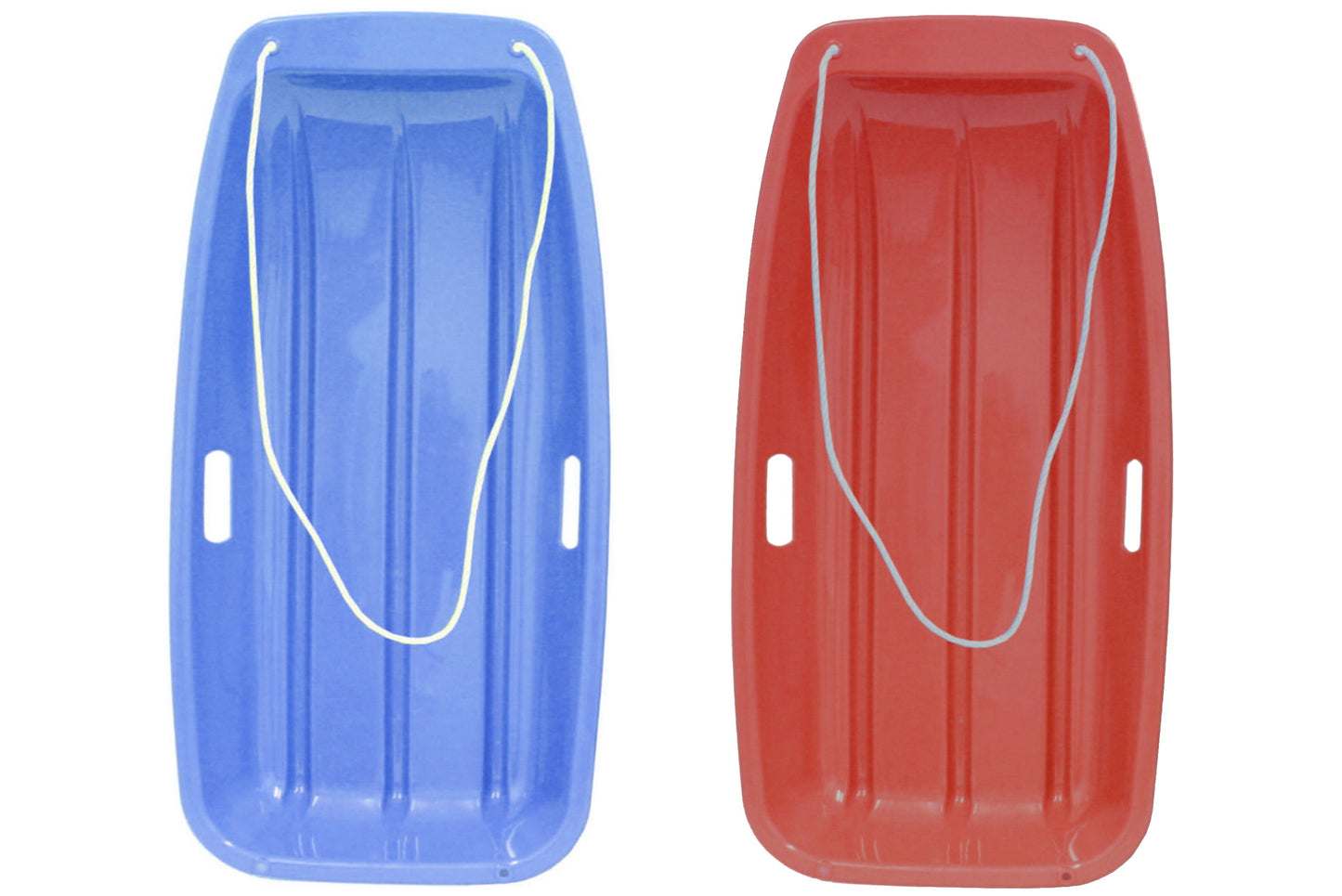 Plastic Snow Sledges Blue Red Medium Large Rope Handles