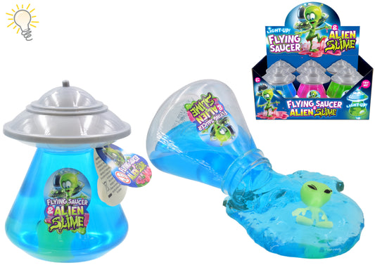 Flying Saucer Alien Slime Sensory Toy Blue Green Lights