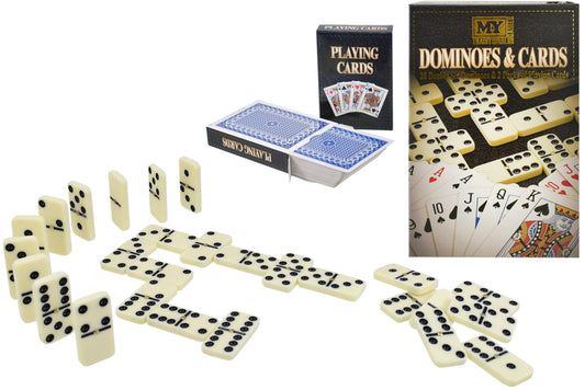 Traditional Dominoes and Playing Cards Set for Families
