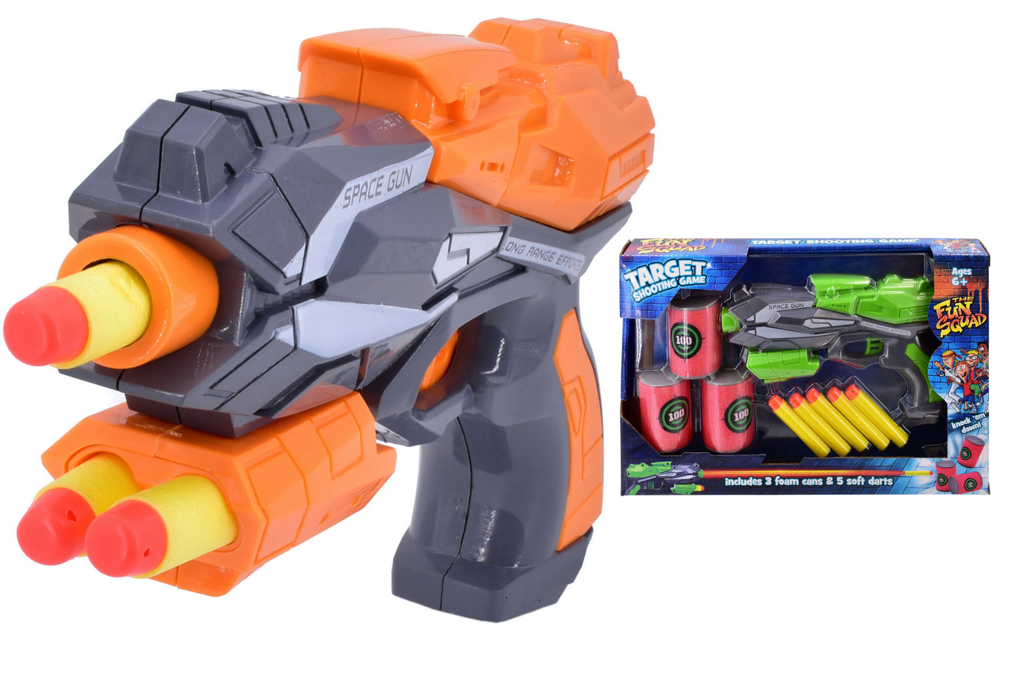 Toy Foam Dart Gun Target Shooting Game Grey Orange