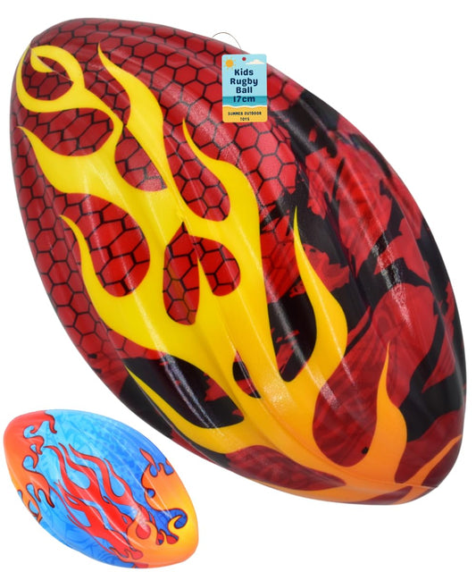 17cm Rugby Ball with Fire Flame Hot Design Coloured Ball for Kids - My Store