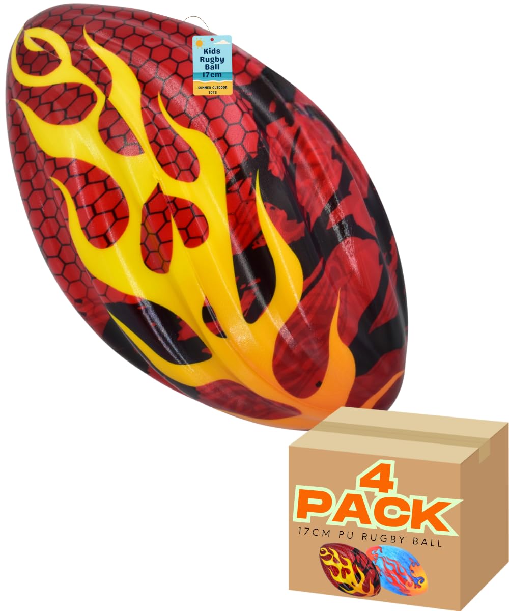 17cm Rugby Ball with Fire Flame Hot Design Coloured Ball for Kids - My Store