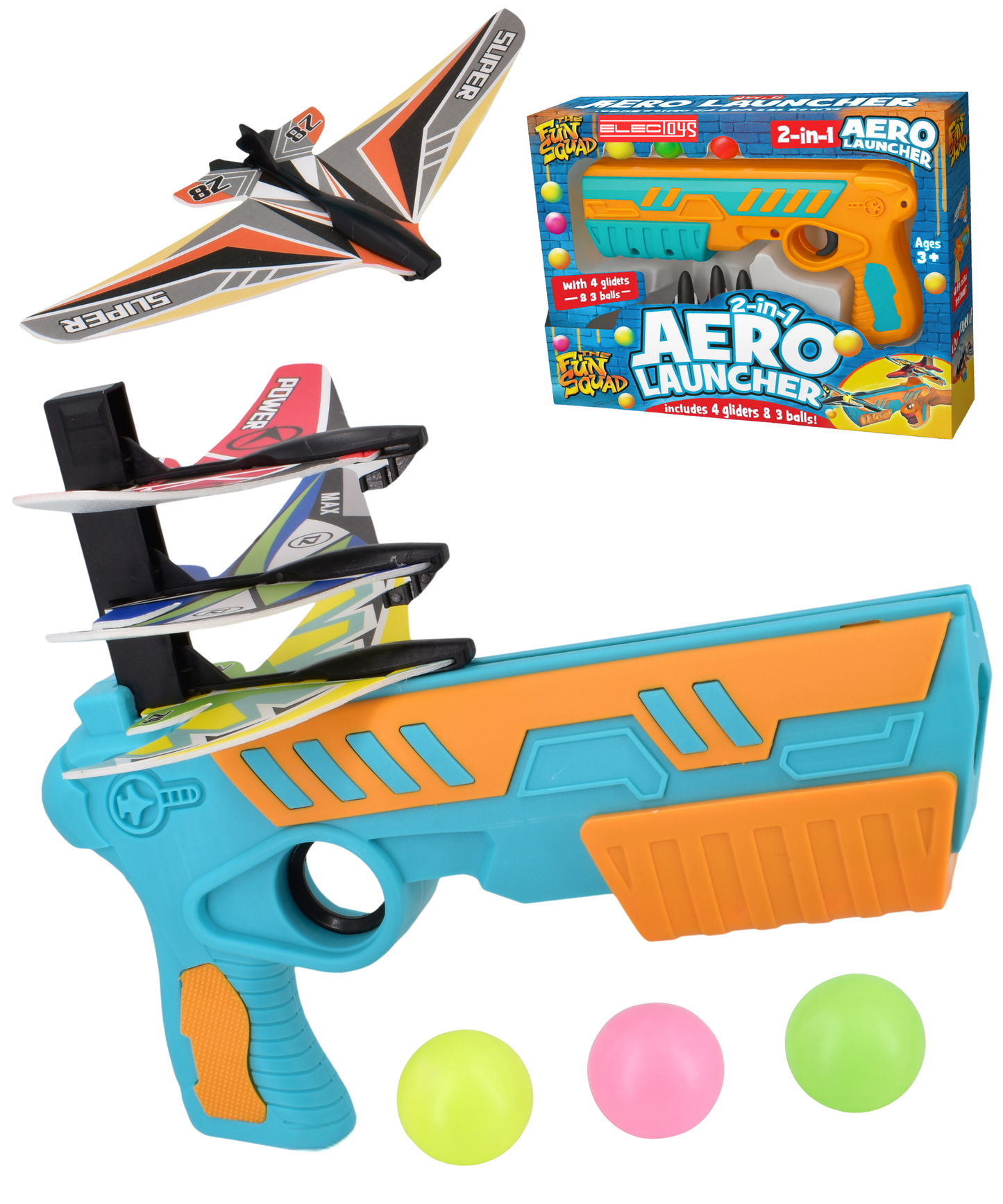 Foam Glider Ball Launcher 2-in-1 Outdoor Toy Gun
