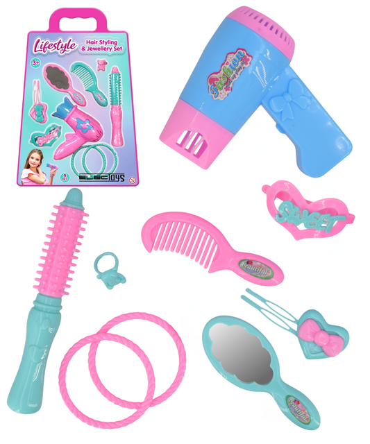 Girls Hair Styling and Jewellery Set Compact Vanity Toy