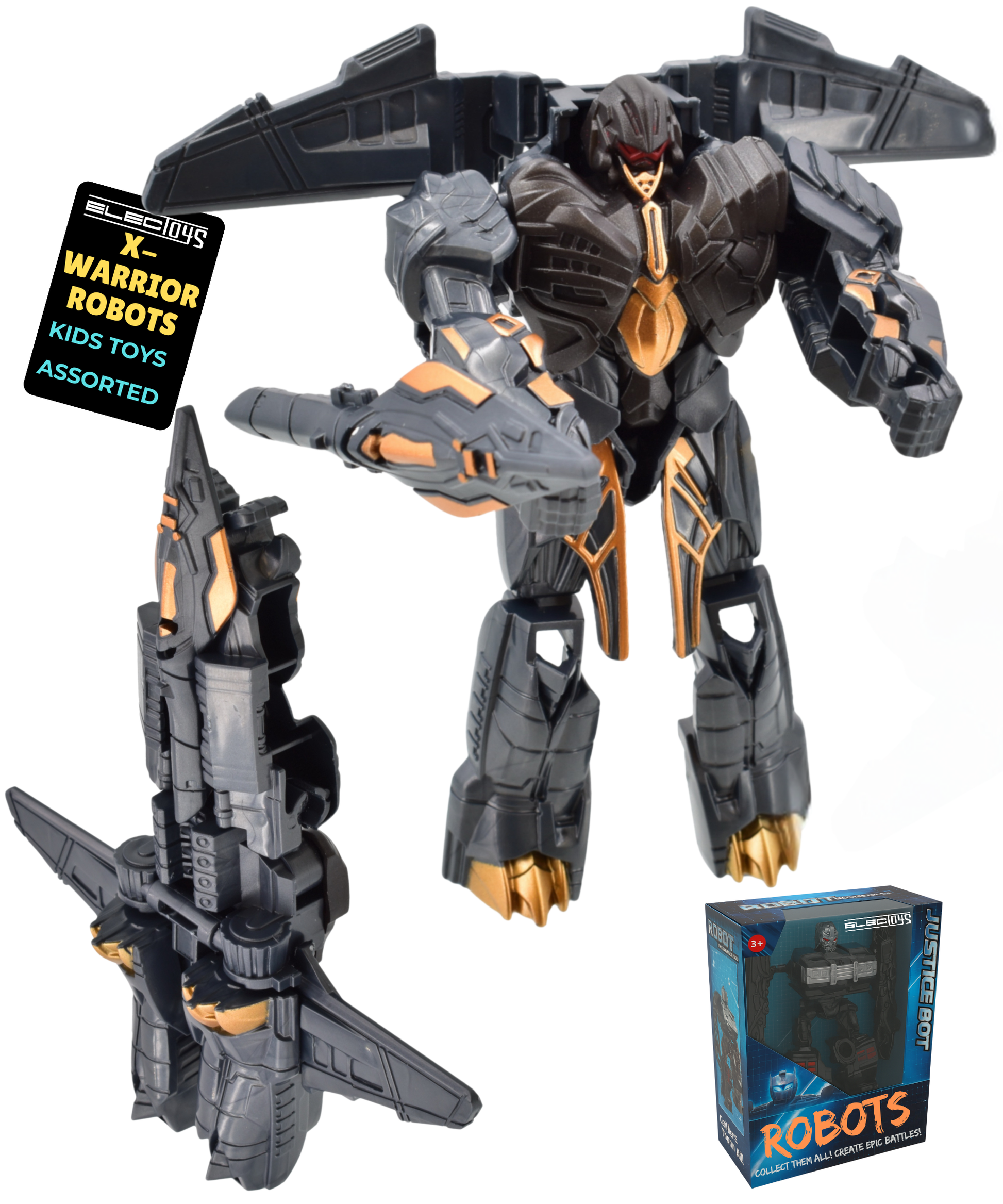 Transforming Robot Action Figures Set Converts Vehicle