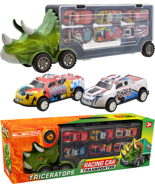 Dinosaur Racing Car Transporter With 6 Mini Cars