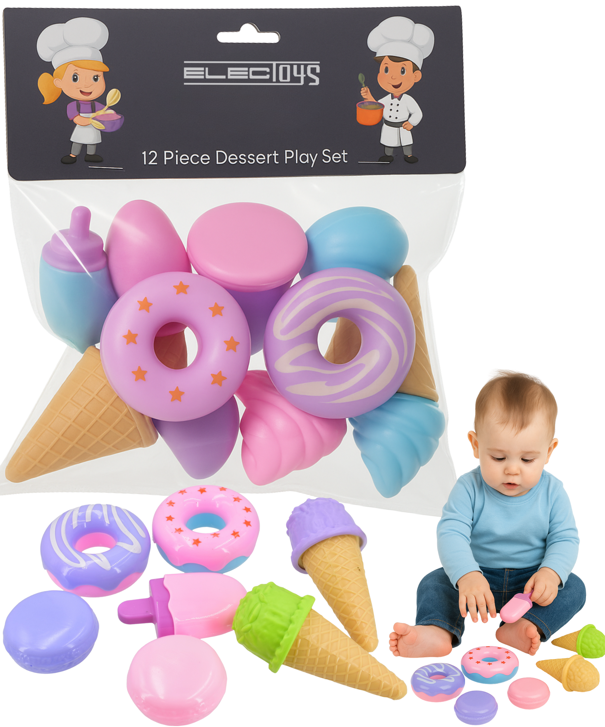 Dessert Play Set for Kids Pretend Kitchen Toys