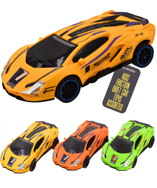 Friction Powered Drift Racing Car Yellow Handheld Kids