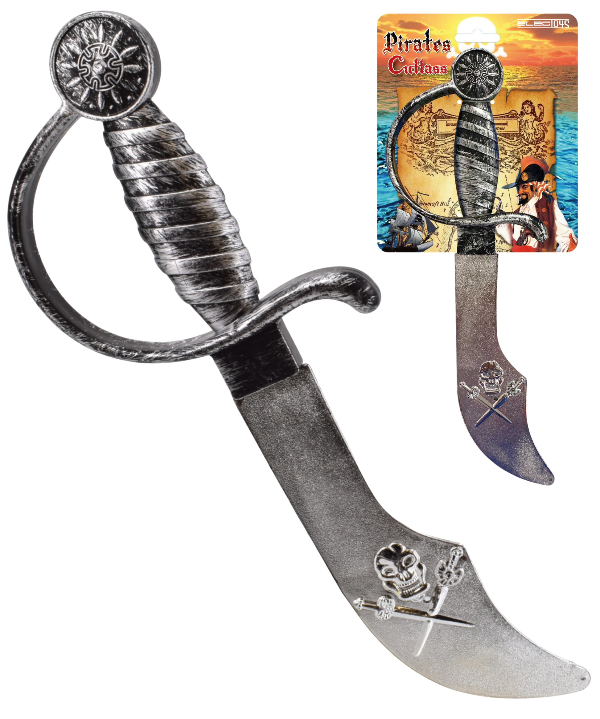 Pirate Cutlass Toy Sword Silver Skull Costume Prop