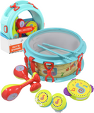Toy drum set for toddlers with maracas tambourine