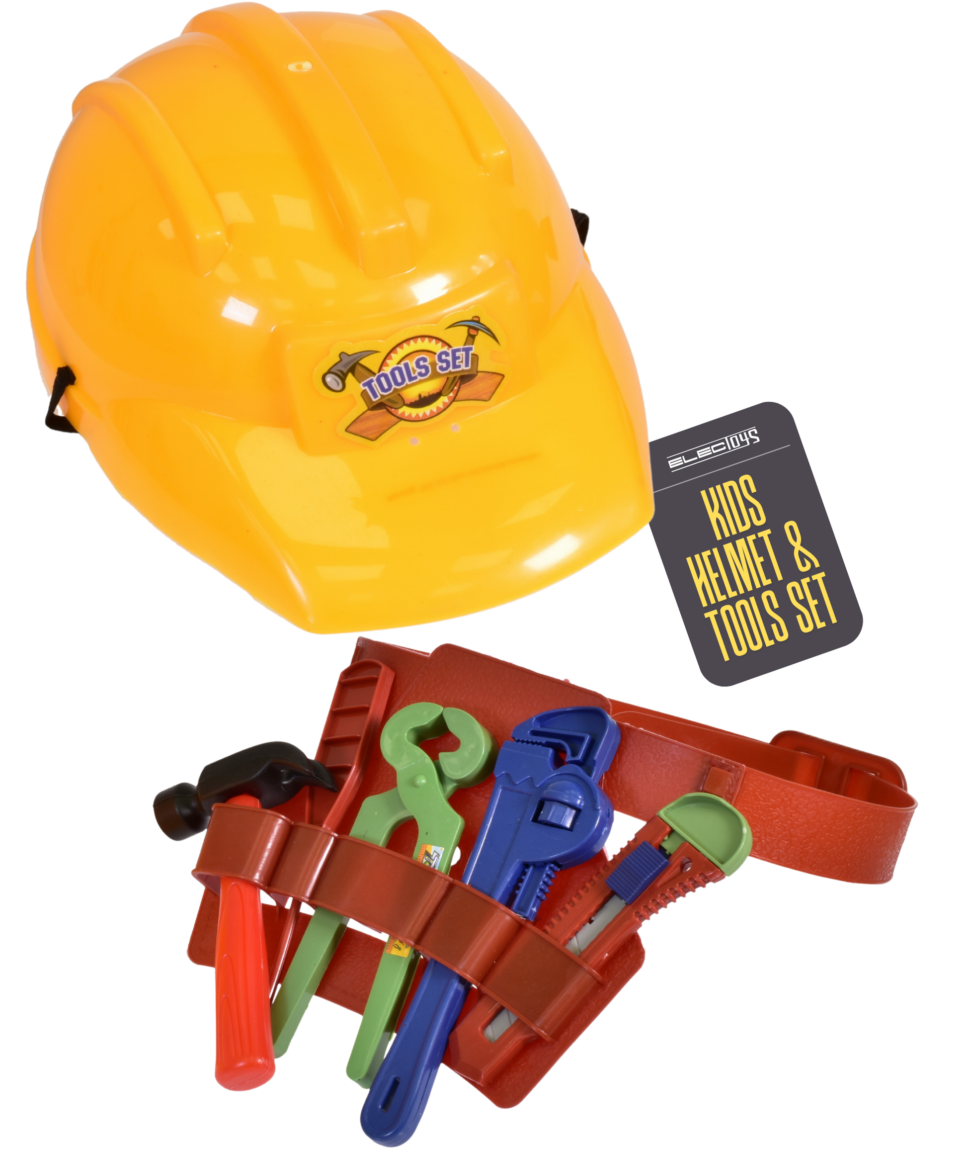 Children's Toy Tool Set Yellow Hard Hat Red Belt