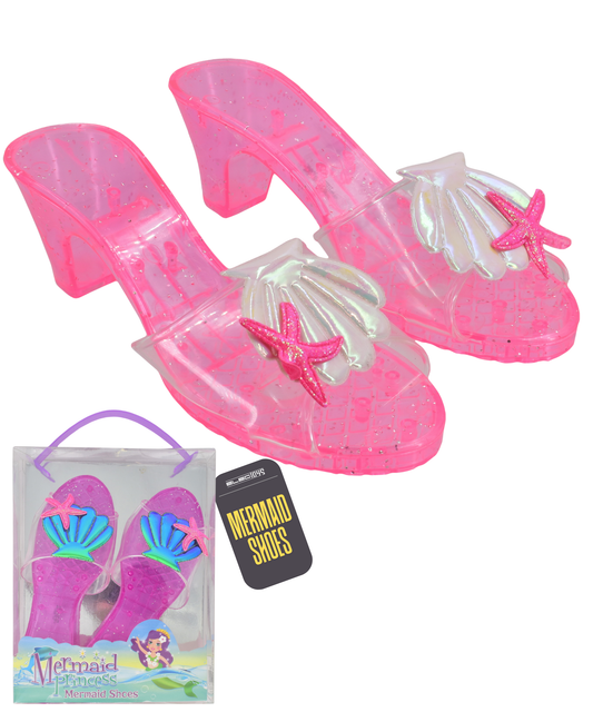 Mermaid Princess Pink Glitter Dress-Up Shoes Small