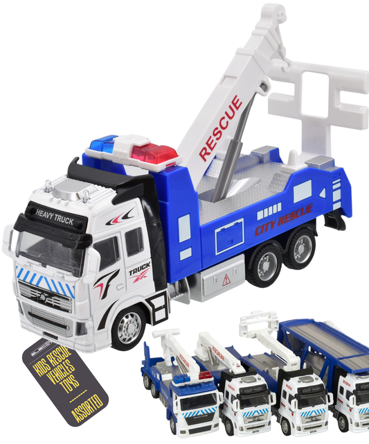 Rescue Recovery Truck Model Blue White Die-Cast Toy