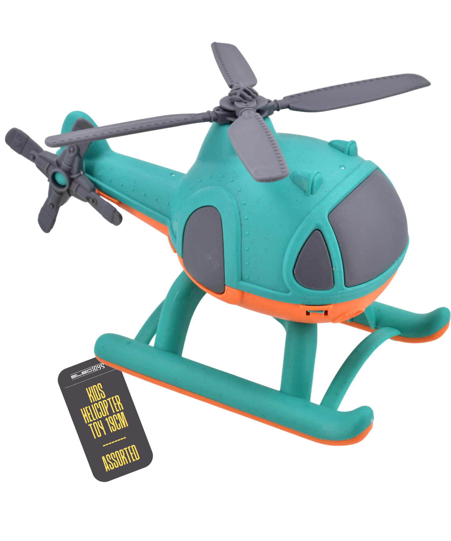 Toy Helicopter Bio Plastic Teal Orange Handheld Medium