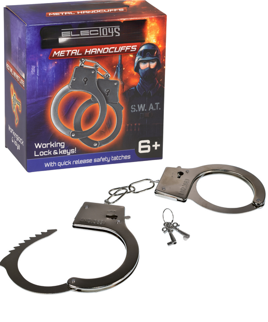 Metal Toy Handcuffs Police Costume Silver Lock Keys