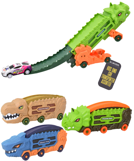 Dinosaur Folding Transporter Track Car Toy Set