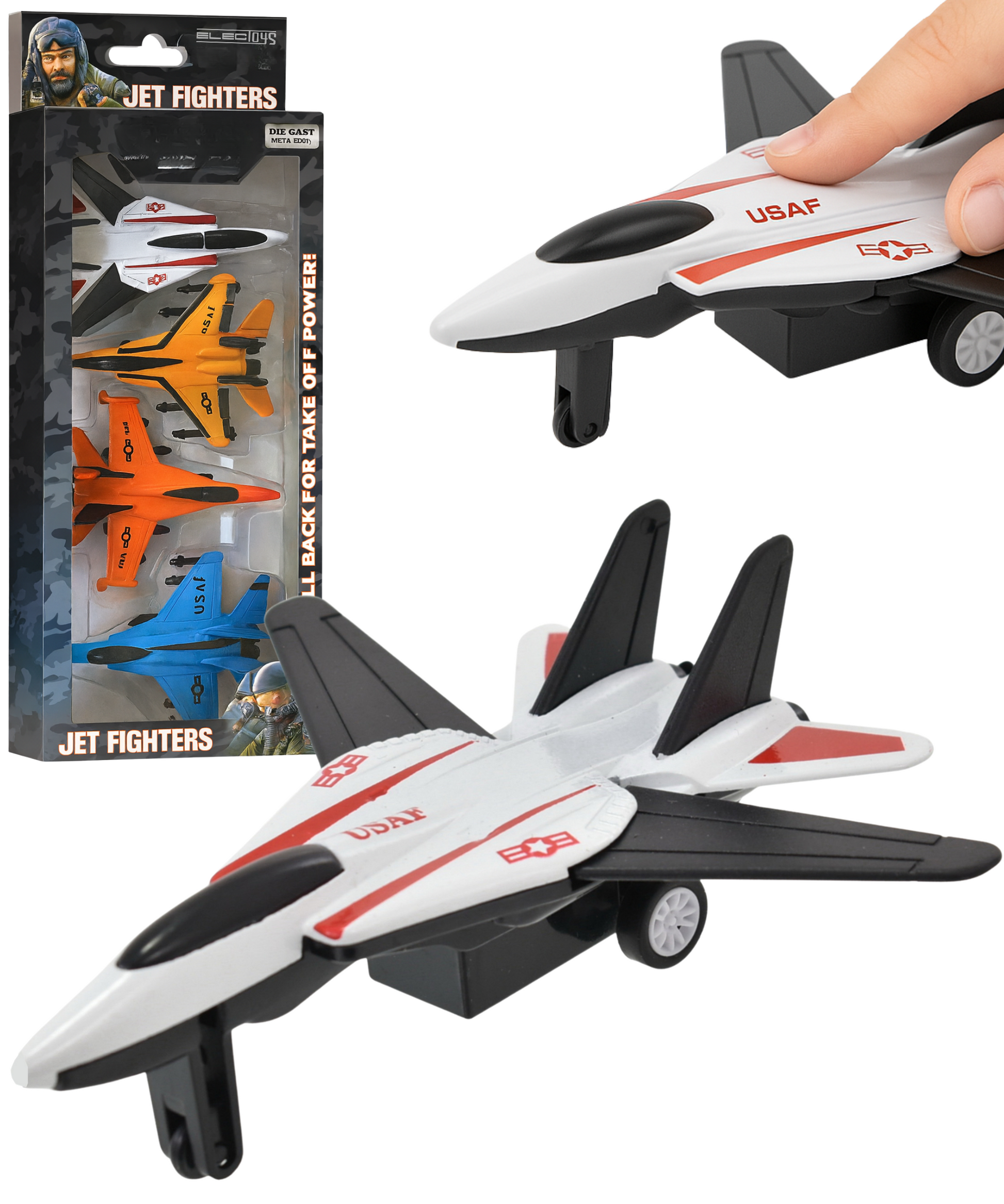 Die-Cast Jet Fighters Toy Set Pull Back Action Metal