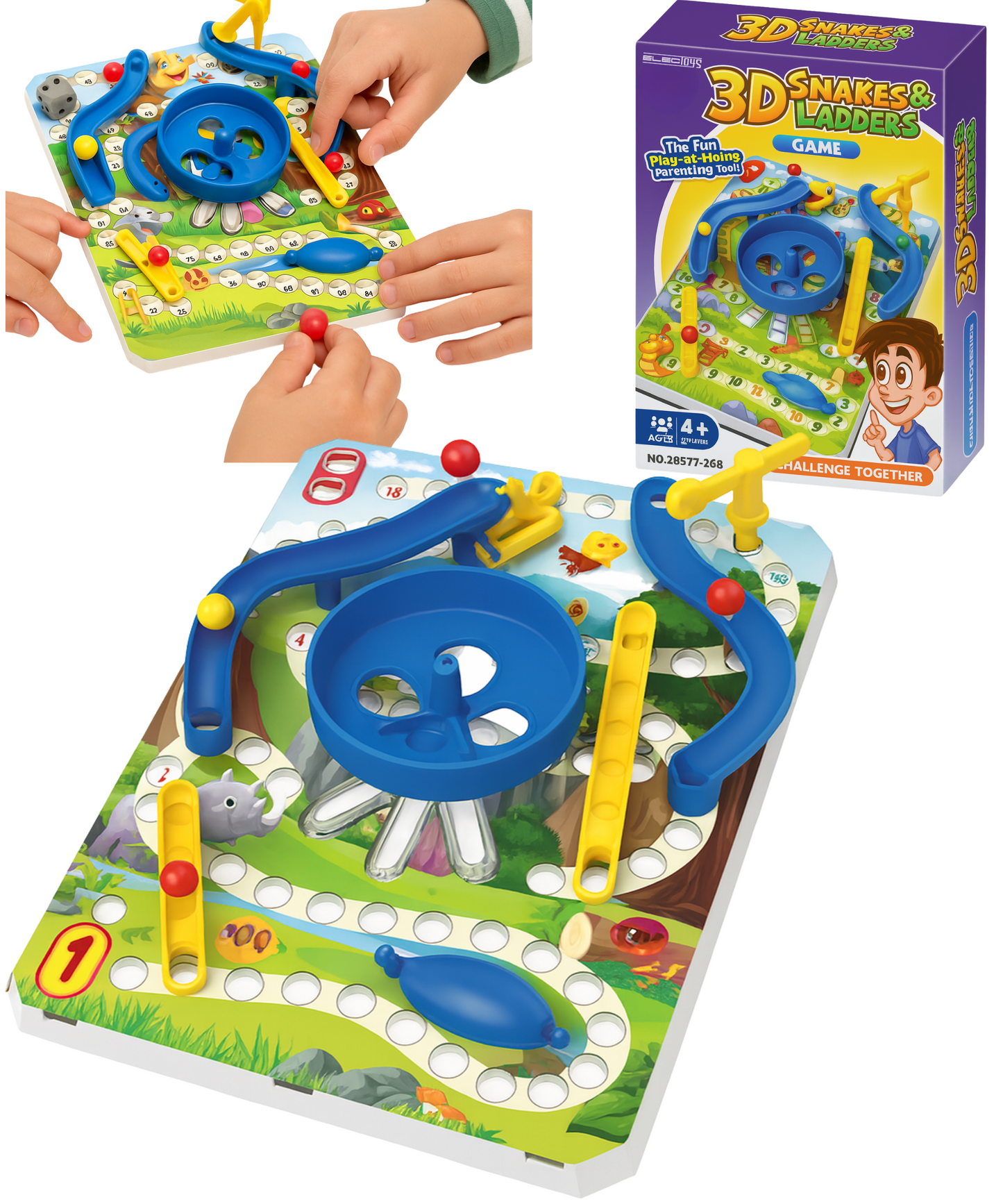 3D Snakes & Ladders Board Game Colourful Classic Kids