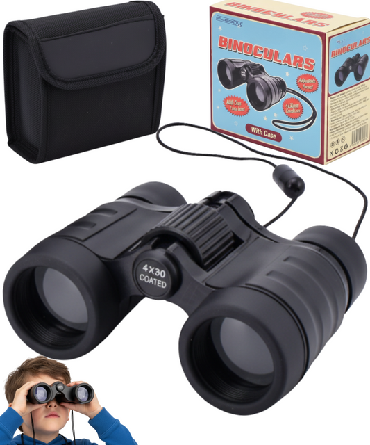 Binoculars 4x30 Compact Black Adjustable Focus Rubber Grip