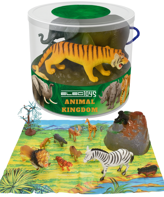 Animal Figurine Playset with Jungle Mat Miniature Wild Animals